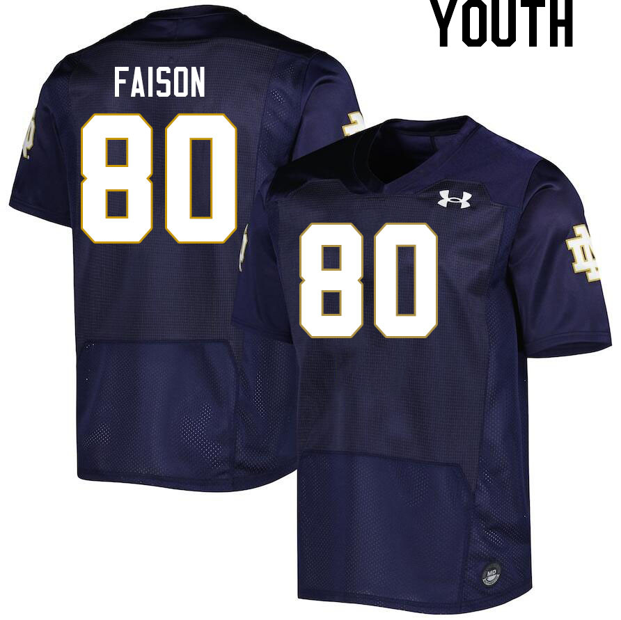 Youth #80 Jordan Faison Notre Dame Fighting Irish College Football Jerseys Stitched Sale-Navy